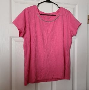St. John's Bay Women's Pink Beaded Top Size XL